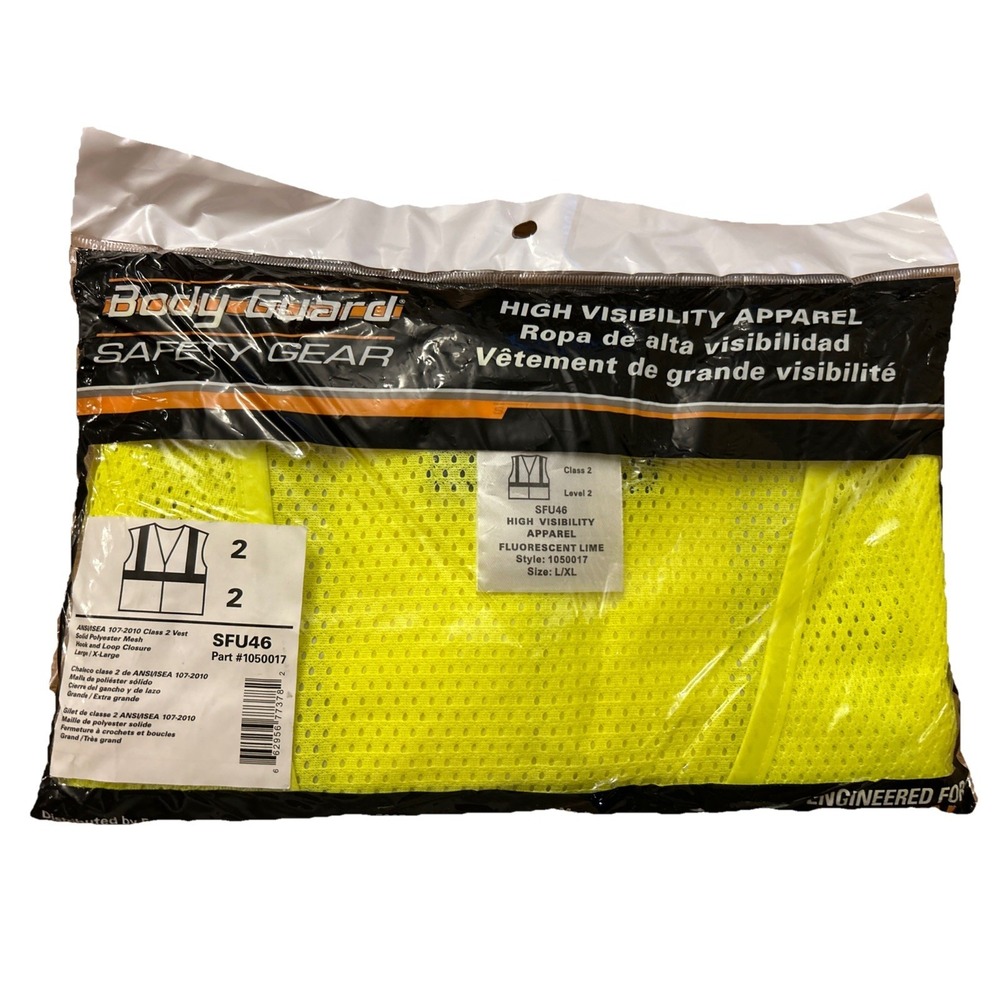 Body Guard High Visibility Safety Gear : Class 2  L/XL , New Lime Colored Vest